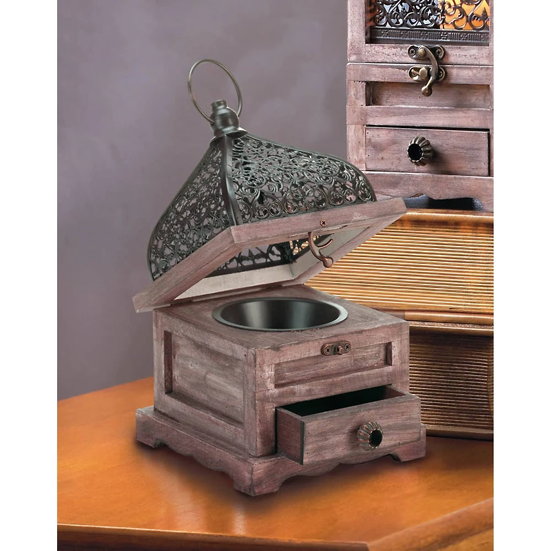 8'' Flip-Top Wooden Lantern