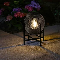 Glitzhome® 11.5" Metal Mesh Solar Powered Lantern with Stand