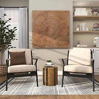 Brown Banana Leaf Handmade Linear Wrapped Accent Table with Navy Stripes