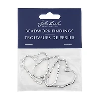 John Bead Silver Organic Heart Pendants, 3ct.