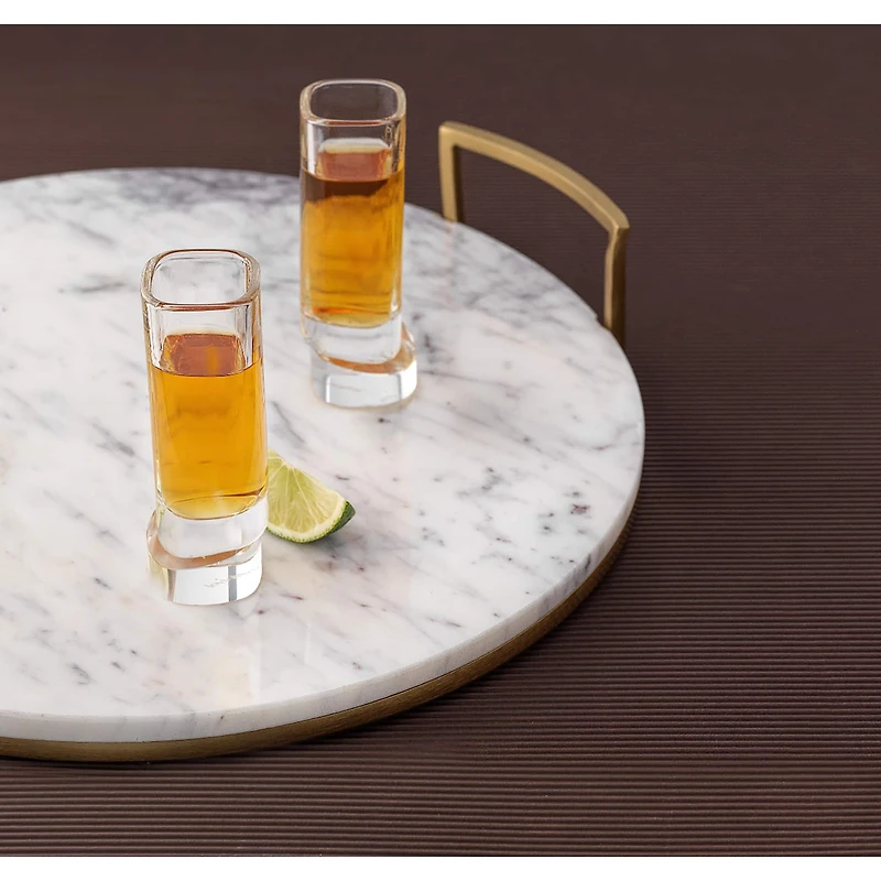 JoyJolt® 1.5oz. Aqua Vitae Square Off Base Shot Glasses, 4ct.