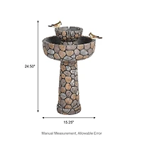Glitzhome® 2ft. 2-Tier Stone-Like Outdoor Birdbath Fountain