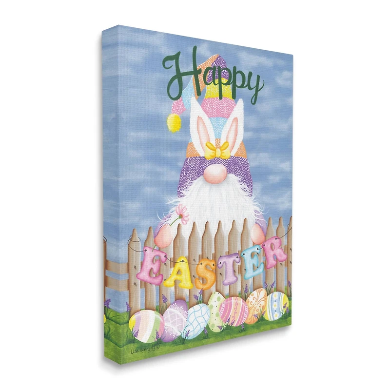 Stupell Industries Happy Easter Garden Gnome Eggs Canvas Wall Art
