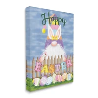 Stupell Industries Happy Easter Garden Gnome Eggs Canvas Wall Art