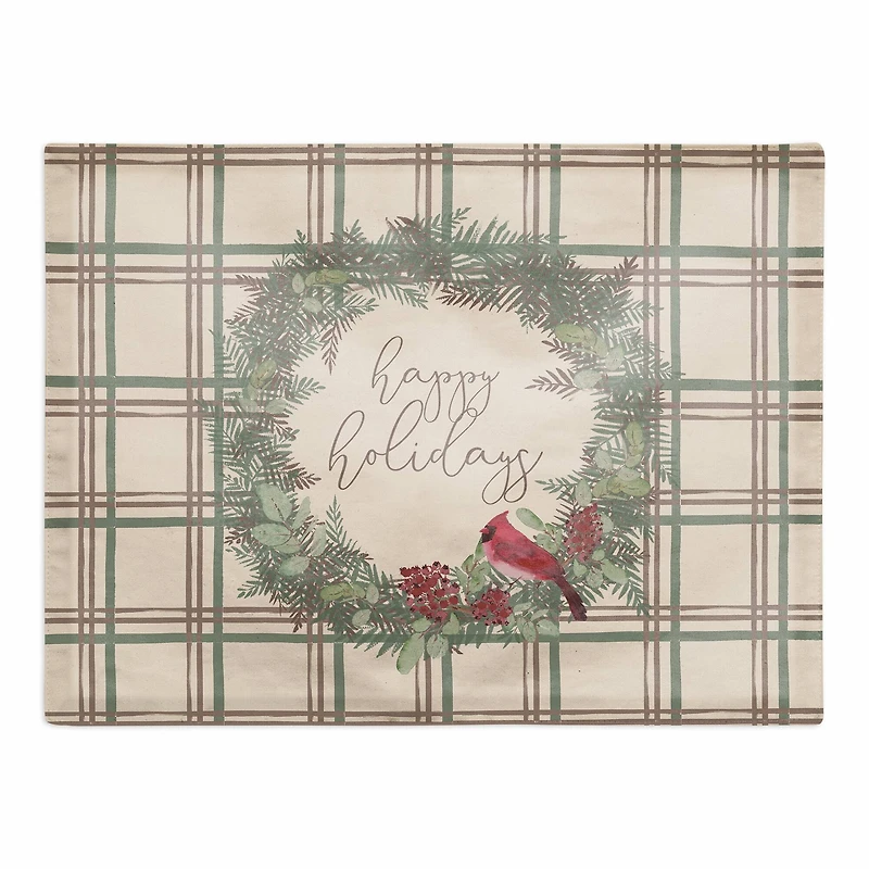 Happy Holidays Plaid Cotton Twill Placemat