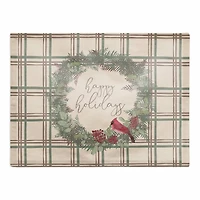 Happy Holidays Plaid Cotton Twill Placemat