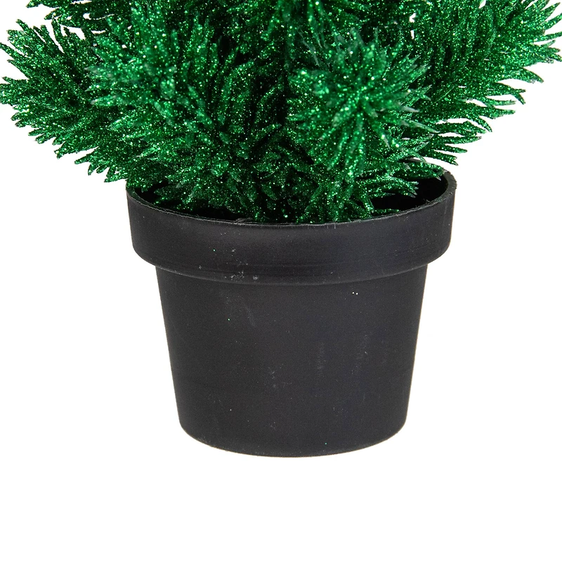 8.5" Unlit Glittered Pine Artificial Potted Christmas Tree