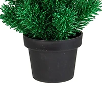 8.5" Unlit Glittered Pine Artificial Potted Christmas Tree