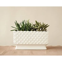 Hello Honey® 11" White Hobnail Rectangle Ceramic Planter