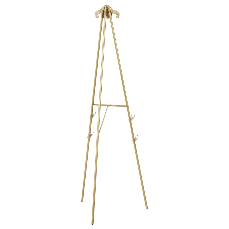 55.25" Gold Metal Large Foldable 2-Tier Display Easel with Scroll Finial