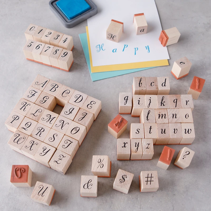 Script Alphabet & Numbers Wood Stamp Set by Recollections™