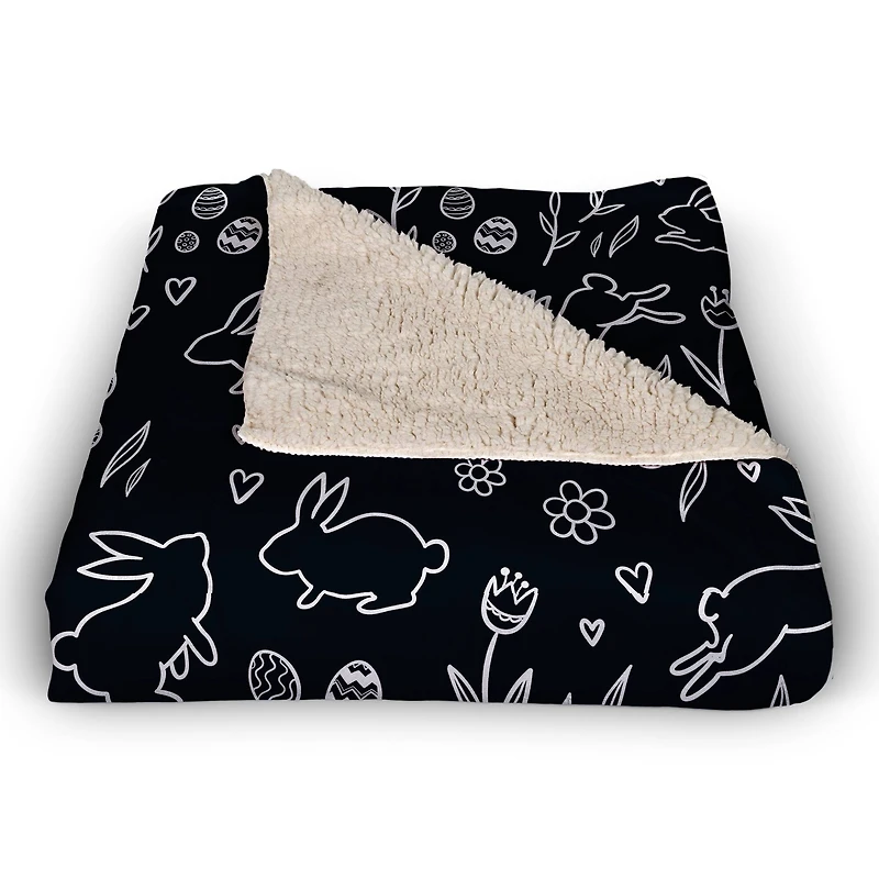 Easter Bunny Pattern Blanket 50" x 60" Sherpa Fleece Blanket