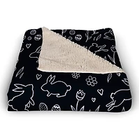 Easter Bunny Pattern Blanket 50" x 60" Sherpa Fleece Blanket