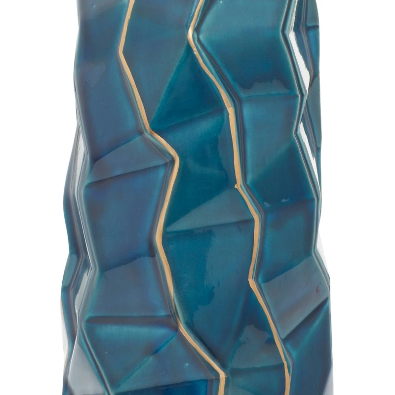 Tall Blue Stoneware Modern Vase