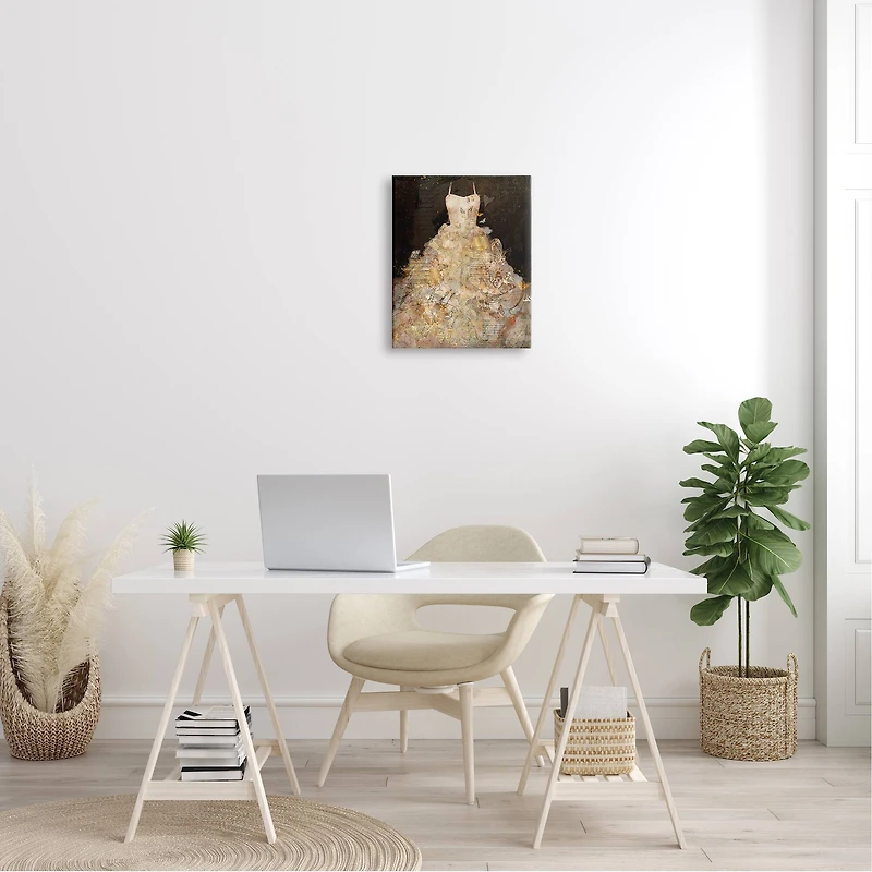 Stupell Industries Detailed Evening Gown Dress Text Collage Butterflies Canvas Wall Art