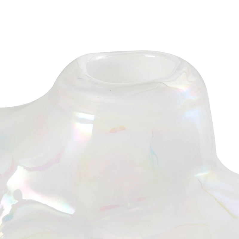 8" Clear Abstract Handmade Bubble Glass Vase