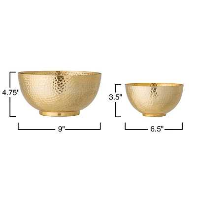 Hello Honey® Gold Hammered Metal Bowls Set
