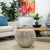 19" Silver Aluminum Abstract Coral Accent Table
