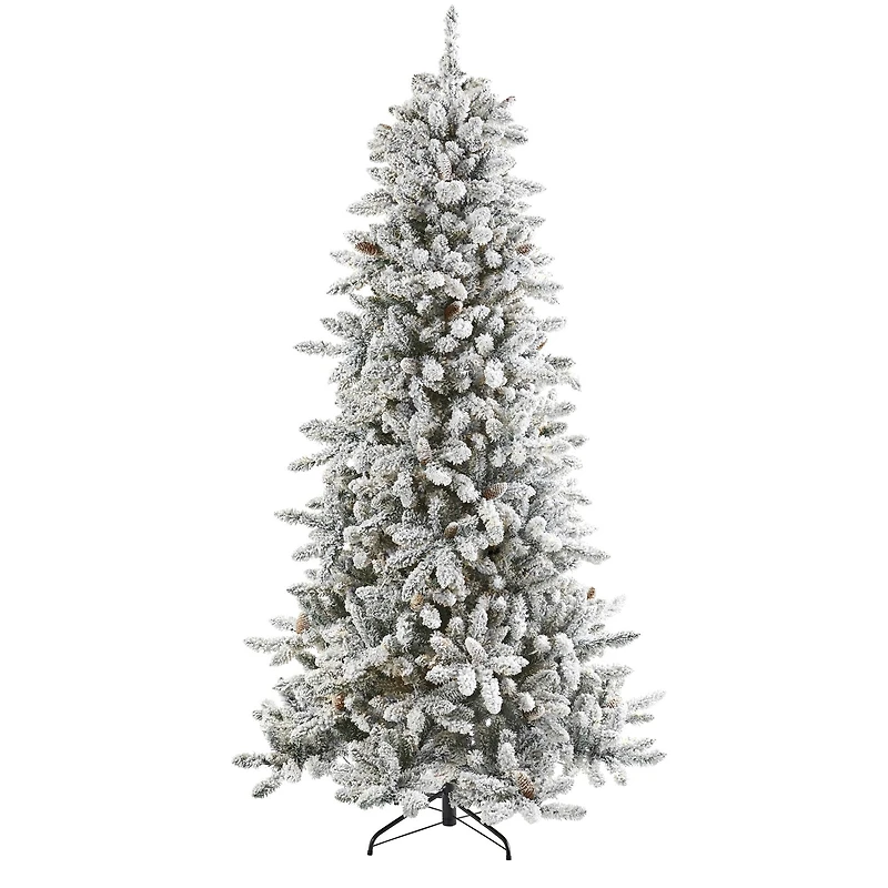 7.5ft. Unlit Flocked Livingston Fir Artificial Christmas Tree with Pine Cones