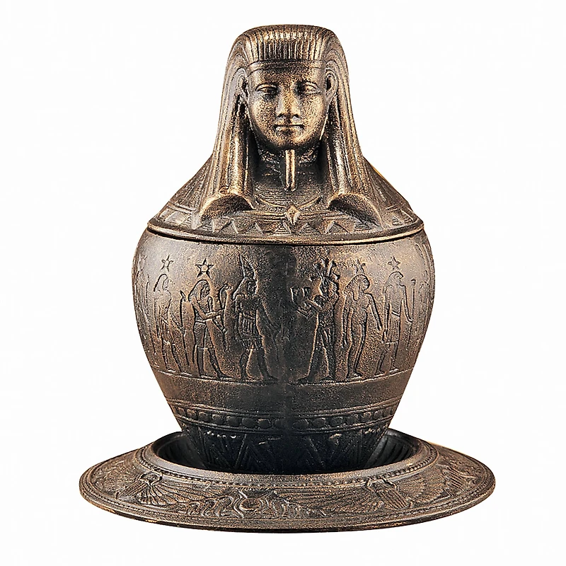 Design Toscano 8" Imsety Iron Canopic Jar on Ritual Plate