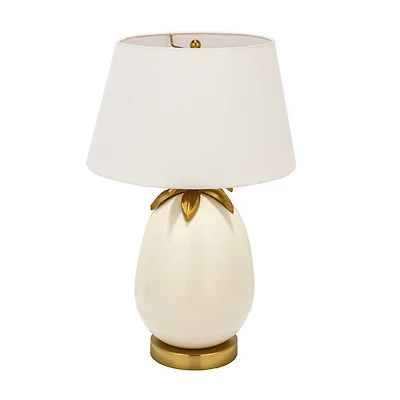 Hello Honey® 22" White & Gold Tropical Table Lamp with Pineapple Detail