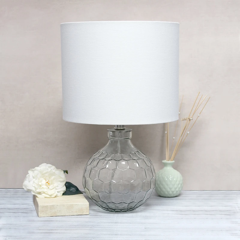 Lalia Home 18" Clear Honeycomb Glass Table Lamp with White Shade
