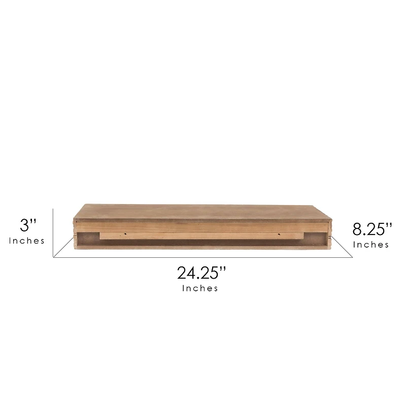 Natural Rustic Embossed Wood Floating Wall Shelf