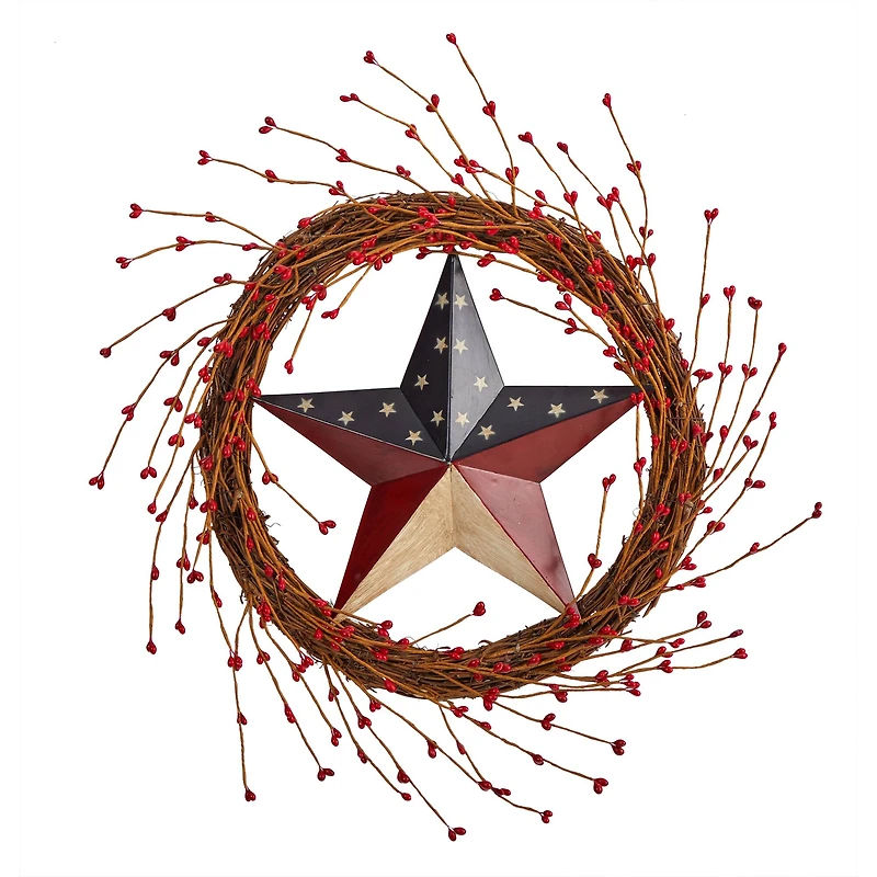 20" Red, White & Blue Americana Patriotic Star Wreath