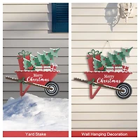 Glitzhome® 2.5ft. Merry Christmas Wagon Metal Yard Stake