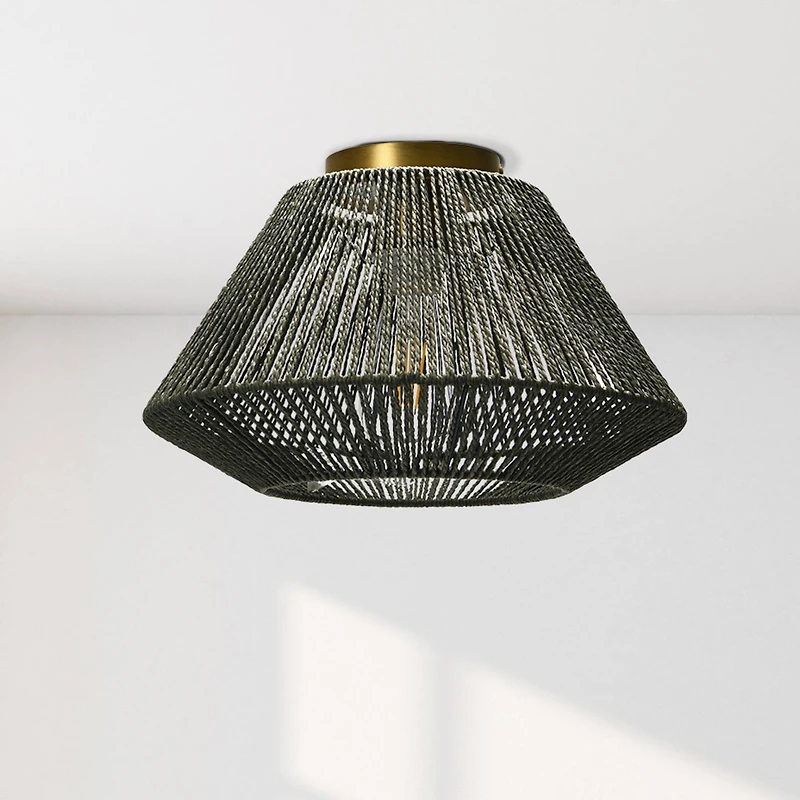 Hello Honey® 14" Gray Flush Mount Ceiling Light with Woven Paper Rope Shade