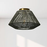 Hello Honey® 14" Gray Flush Mount Ceiling Light with Woven Paper Rope Shade