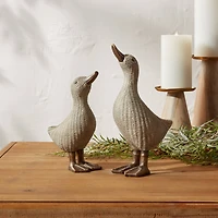 Wicker Duck Figurine Set