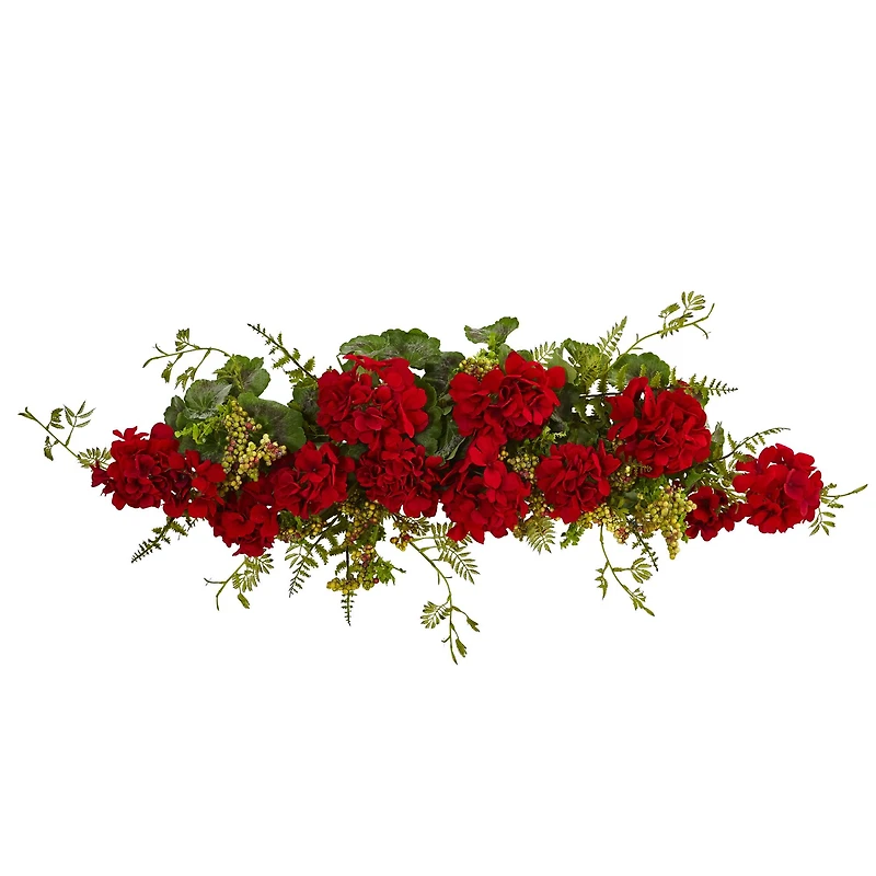 32” Red Geranium and Berry Swag