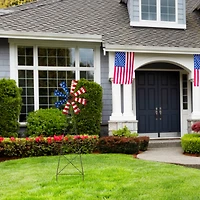 Glitzhome® 41" Stars & Stripes Metal Wind Spinner Yard Stake