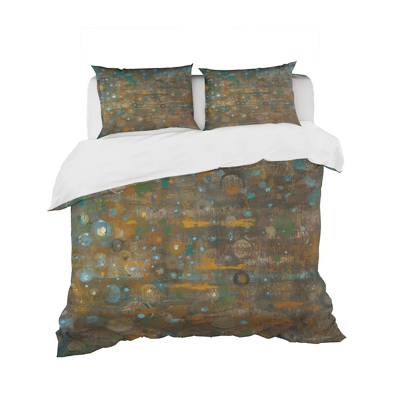 Designart 'Blue and Bronze Dots on Glass IV' Geometric Bedding Set