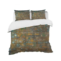 Designart 'Blue and Bronze Dots on Glass IV' Geometric Bedding Set
