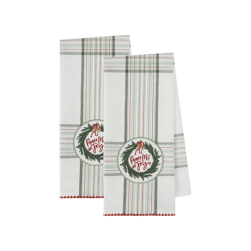 Peace Love Joy Embellished Dishtowel Set/2