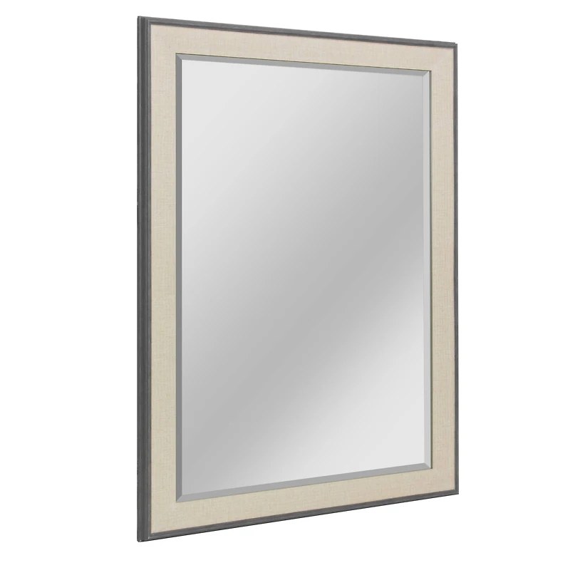 Head West Textured Gray Mat Framed Beveled Glass Accent Mirror