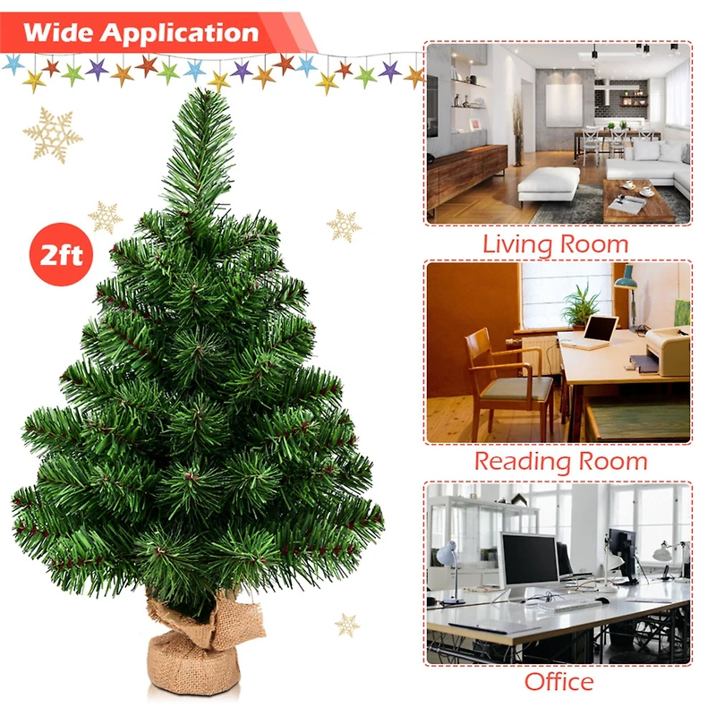 Costway 2ft. Unlit Artificial Christmas Tree in Burlap Base