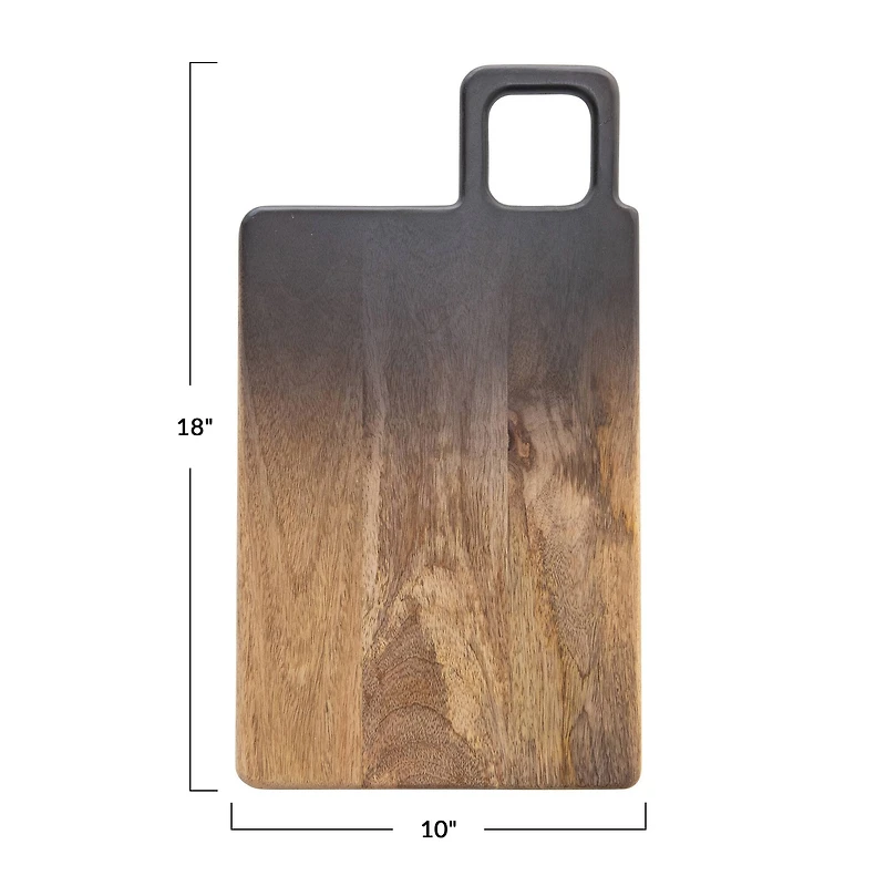 Hello Honey® 18" Black & Natural Ombre Mango Wood Cheese/Cutting Board with Handle