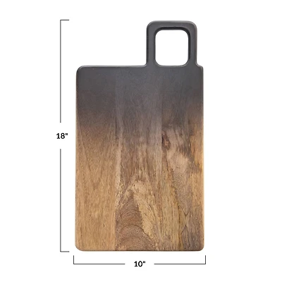 Hello Honey® 18" Black & Natural Ombre Mango Wood Cheese/Cutting Board with Handle