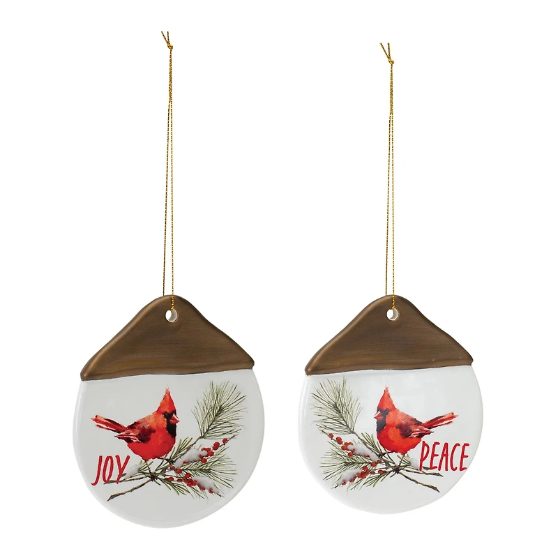 12ct. 4.5" Cardinal Joy & Peace Ornaments