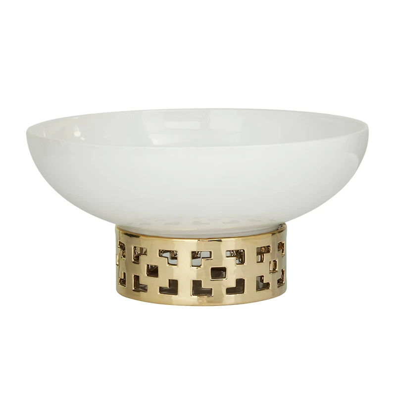 White Stoneware Glam Decorative Bowl, 7" x 11" x 11"