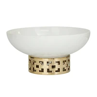 White Stoneware Glam Decorative Bowl, 7" x 11" x 11"