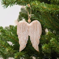 4.75" Brown & White Angel Wings Wood Ornament by Ashland®