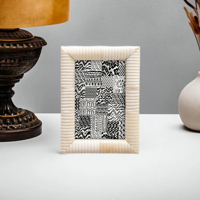 Hello Honey® Natural Hand-Carved Bone 4" x 6" Photo Frame