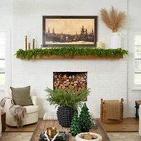 9ft. Pre-Lit Artificial Real Touch Norfolk Island Pine Garland with 50 Warm White LED Lights and Natural Look