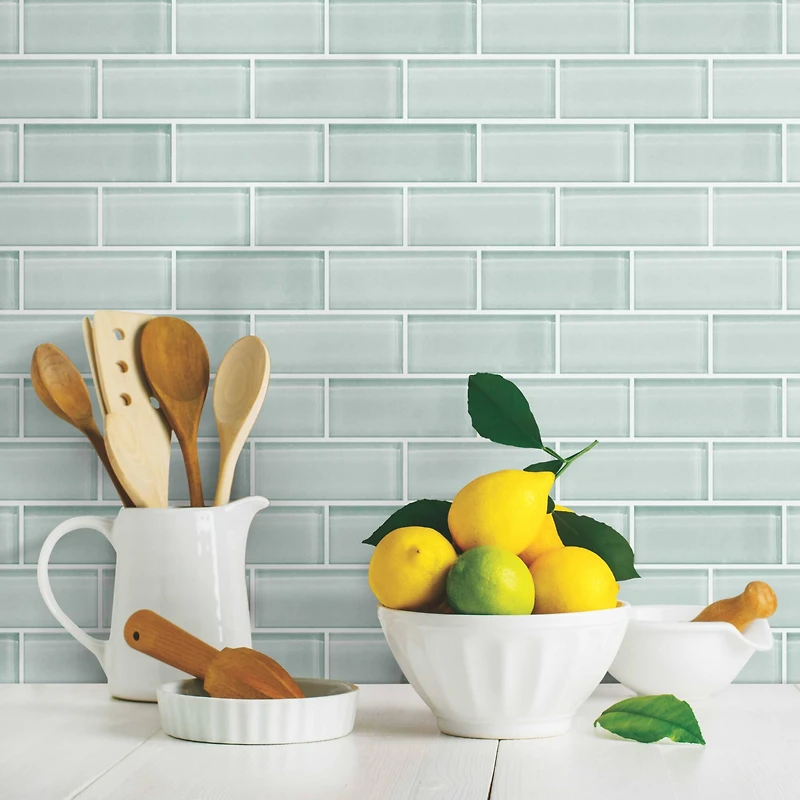 RoomMates Aqua Seaglass Subway Peel & Stick Sticktile