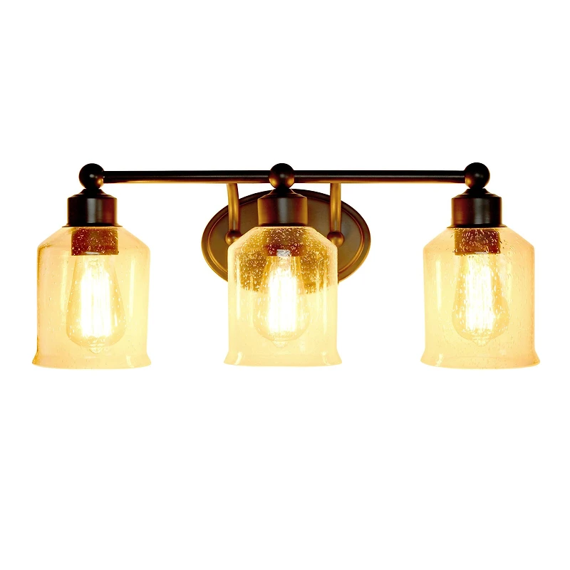 Lalia Home Studio Loft Black 3 Light Metal & Glass Vanity