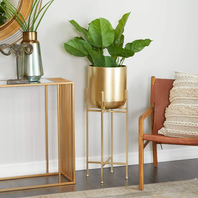 Gold Modern Planter, 13" x 13" x 46"